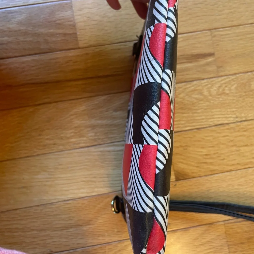 Betsey Johnson Red and Black Geometric Wristlet